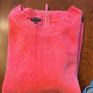 Pink Chenille Talbots Sweater with zip in back.